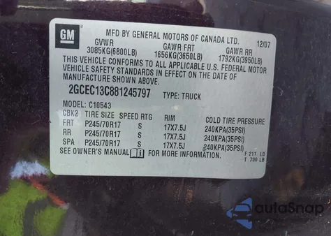 2008 Chevrolet Silverado 1500 Ls from USA, damaged, VIN 2GCEC13C881245797